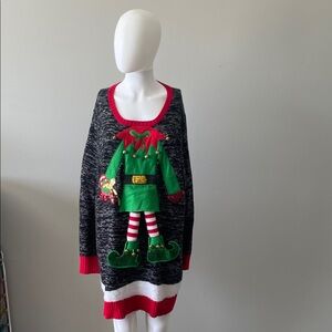 United States Sweaters Gray and Red Elf Design Women's Sweater